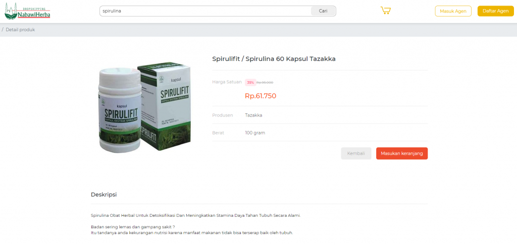 Spirulina kapsul tazakka